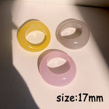 HUANZHI 2021 New Transparent Resin Acrylic Rhinestone Colourful Geometric Square Round Rings Set for Women Jewelry Party Gifts
