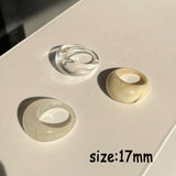 HUANZHI 2021 New Transparent Resin Acrylic Rhinestone Colourful Geometric Square Round Rings Set for Women Jewelry Party Gifts
