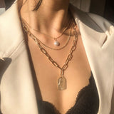 17KM Vintage Pearl Necklaces For Women Fashion Multi-layer Shell Knot Pearl Chain Necklace 2020 NEW Coin Cross Choker Jewelry