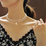 17KM Vintage Pearl Necklaces For Women Fashion Multi-layer Shell Knot Pearl Chain Necklace 2020 NEW Coin Cross Choker Jewelry