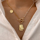 17KM Vintage Pearl Necklaces For Women Fashion Multi-layer Shell Knot Pearl Chain Necklace 2020 NEW Coin Cross Choker Jewelry