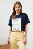 Trendyol Printed Boyfriend Knitted T-Shirt TWOSS21TS1787