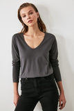 Trendyol Long Sleeve Cycling Neck Basic Knitted T-Shirt TWOAW21TS0098 футболка топ футболка женский tops футболки топ женский топы