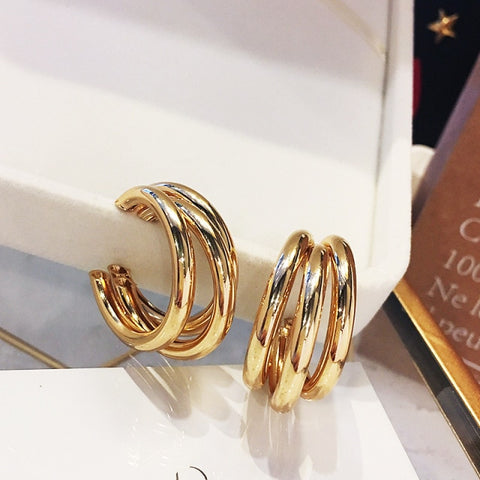 LATS Fashion Distortion Interweave Twist Metal Circle Geometric Round Hoop Earrings for Women Accessories Retro Party Jewelry