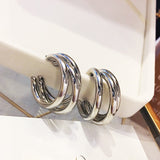 LATS Fashion Distortion Interweave Twist Metal Circle Geometric Round Hoop Earrings for Women Accessories Retro Party Jewelry