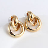 LATS Fashion Distortion Interweave Twist Metal Circle Geometric Round Hoop Earrings for Women Accessories Retro Party Jewelry