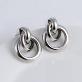 LATS Fashion Distortion Interweave Twist Metal Circle Geometric Round Hoop Earrings for Women Accessories Retro Party Jewelry