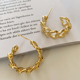 LATS Fashion Distortion Interweave Twist Metal Circle Geometric Round Hoop Earrings for Women Accessories Retro Party Jewelry