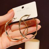 LATS Fashion Distortion Interweave Twist Metal Circle Geometric Round Hoop Earrings for Women Accessories Retro Party Jewelry