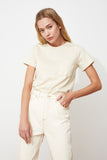 Trendyol Pockets 100 Cotton Cycling Neck Basic Knitted T-Shirt TWOSS20TS0137