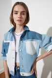 Trendyol With Color Block Denim Jacket TWOSS21CE0319