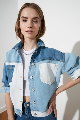 Trendyol With Color Block Denim Jacket TWOSS21CE0319