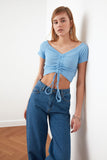 Trendyol Shirred Knitted Blouse TWOSS21BZ0409
