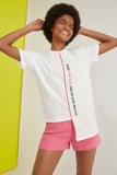 Trendyol Printed Semifitted Asymmetrical Knitted T-Shirt TWOSS21TS0363