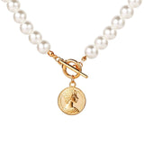 Goth Pearl Choker Necklace Gold Color Lasso Pendants Women Jewelry On The Neck Chain Beads Necklace Chocker Collar For Girl Kpop
