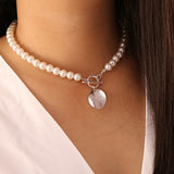Goth Pearl Choker Necklace Gold Color Lasso Pendants Women Jewelry On The Neck Chain Beads Necklace Chocker Collar For Girl Kpop