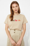 Trendyol Printed Semi-fitted Knitted T-Shirt TWOSS21TS0534