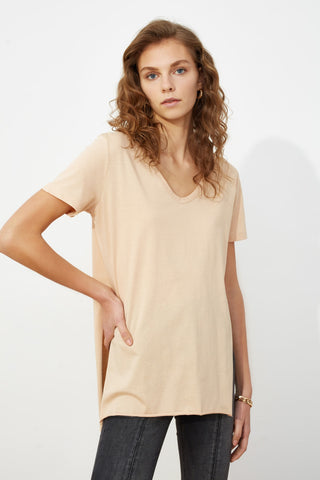 Trendyol V-Neck Asymmetrical Knitted T-Shirt TWOSS20TS0927