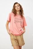 Trendyol Printed Boyfriend Knitted T-Shirt TWOSS21TS0789