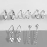 5Pair Fashion Round Twist Copper Small Hoop Earrings Set for Women Simple Gold CZ Crystal Long Chain Earring Jewelry 2021 New