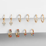 5Pair Fashion Round Twist Copper Small Hoop Earrings Set for Women Simple Gold CZ Crystal Long Chain Earring Jewelry 2021 New