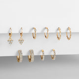 5Pair Fashion Round Twist Copper Small Hoop Earrings Set for Women Simple Gold CZ Crystal Long Chain Earring Jewelry 2021 New