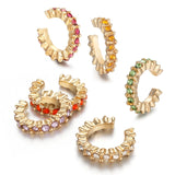 5Pair Fashion Round Twist Copper Small Hoop Earrings Set for Women Simple Gold CZ Crystal Long Chain Earring Jewelry 2021 New