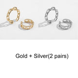 5Pair Fashion Round Twist Copper Small Hoop Earrings Set for Women Simple Gold CZ Crystal Long Chain Earring Jewelry 2021 New