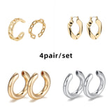 5Pair Fashion Round Twist Copper Small Hoop Earrings Set for Women Simple Gold CZ Crystal Long Chain Earring Jewelry 2021 New