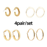 5Pair Fashion Round Twist Copper Small Hoop Earrings Set for Women Simple Gold CZ Crystal Long Chain Earring Jewelry 2021 New