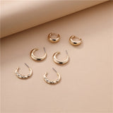 5Pair Fashion Round Twist Copper Small Hoop Earrings Set for Women Simple Gold CZ Crystal Long Chain Earring Jewelry 2021 New