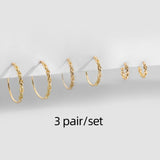 5Pair Fashion Round Twist Copper Small Hoop Earrings Set for Women Simple Gold CZ Crystal Long Chain Earring Jewelry 2021 New
