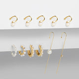 5Pair Fashion Round Twist Copper Small Hoop Earrings Set for Women Simple Gold CZ Crystal Long Chain Earring Jewelry 2021 New