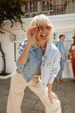 Trendyol With Color Block Asymmetrical Denim Jacket TWOSS21CE0290