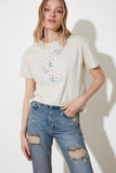 Trendyol Women’s Summer Basic Cotton Casual T-Shirt White Embroidered Knitted  Streetwear tops Women Basic Casual tShirt TWOSS19PB0018