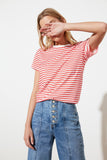 Trendyol Striped Basic Knitted T-Shirt TWOSS21TS0904