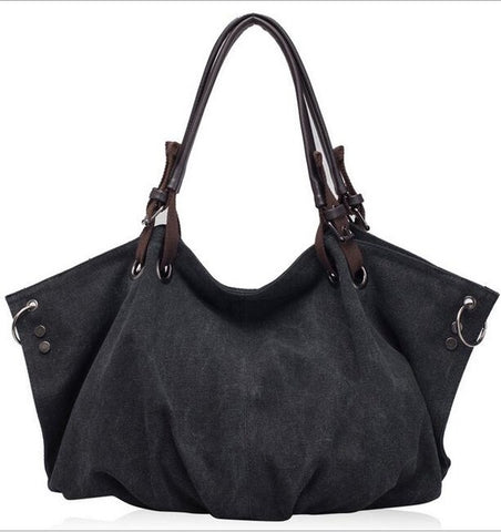 Women Fashion Canvas Handbags Retro Large Capacity Female Shoulder Bags Stylish Casual Crossbody Bags Classic Solid Totes TTOU