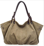 Women Fashion Canvas Handbags Retro Large Capacity Female Shoulder Bags Stylish Casual Crossbody Bags Classic Solid Totes TTOU