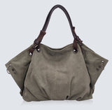 Women Fashion Canvas Handbags Retro Large Capacity Female Shoulder Bags Stylish Casual Crossbody Bags Classic Solid Totes TTOU