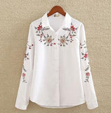 Embroidery White Cotton Shirt 2018 Autumn New Fashion Women Blouse Long Sleeve Casual Tops Loose Shirt Blusas Feminina plus size