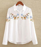 Embroidery White Cotton Shirt 2018 Autumn New Fashion Women Blouse Long Sleeve Casual Tops Loose Shirt Blusas Feminina plus size