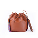 DAUNAVIA Women bag with Colorful Strap Bucket Bag Women PU Leather Shoulder Bags Brand Designer Ladies Crossbody messenger Bags