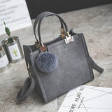 Hot Handbag Women Casual Tote Bag Female Large Shoulder Messenger Bags High Quality PU Leather Handbag With Fur Ball Sac a main
