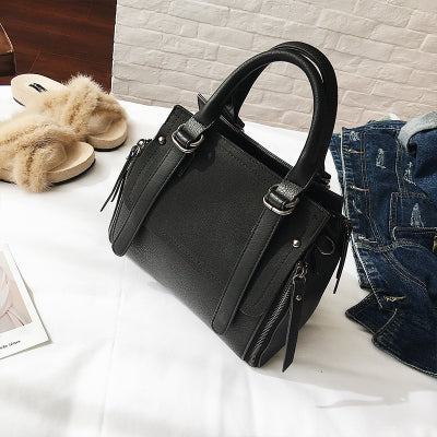 Tinkin PU leather women handbag vintage tote bag  panelled stone women shoulder bag messenger bag