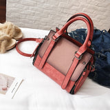 Tinkin PU leather women handbag vintage tote bag  panelled stone women shoulder bag messenger bag