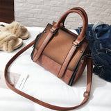 Tinkin PU leather women handbag vintage tote bag  panelled stone women shoulder bag messenger bag