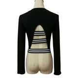 Women Long Sleeve Stripe Sport Gym Casual Blouse Tops Fitness Yoga T-Shirt