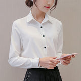 Female Blusas Spring Autumn Blouse Office Lady Slim Pink Shirts Women Blouses Leisure Long Sleeve Plus Size Tops Casual Shirt
