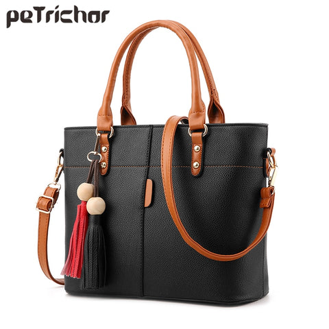 Petrichor Large Capacity Tassel Tote Bag Women Soft Leather Ladies Handbag Crossbody Messenger Bags Female Purse Shoulder Bag
