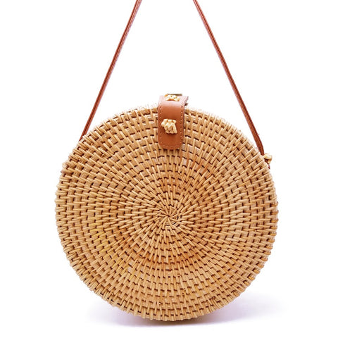 Vietnam Hand Woven Bag Round Rattan Straw Bags Bohemia Style Beach Circle Bag 2018 Popular LB965